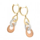 0.40 Cts Tri Color Gold and Diamond Drop Earrings